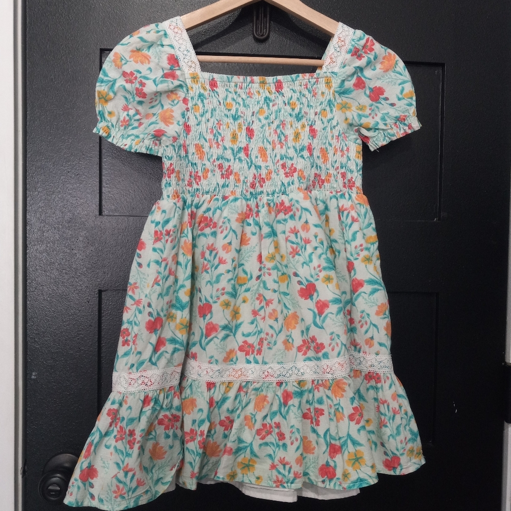 Etta Vee Gril's Floral Dress with Lace Trim